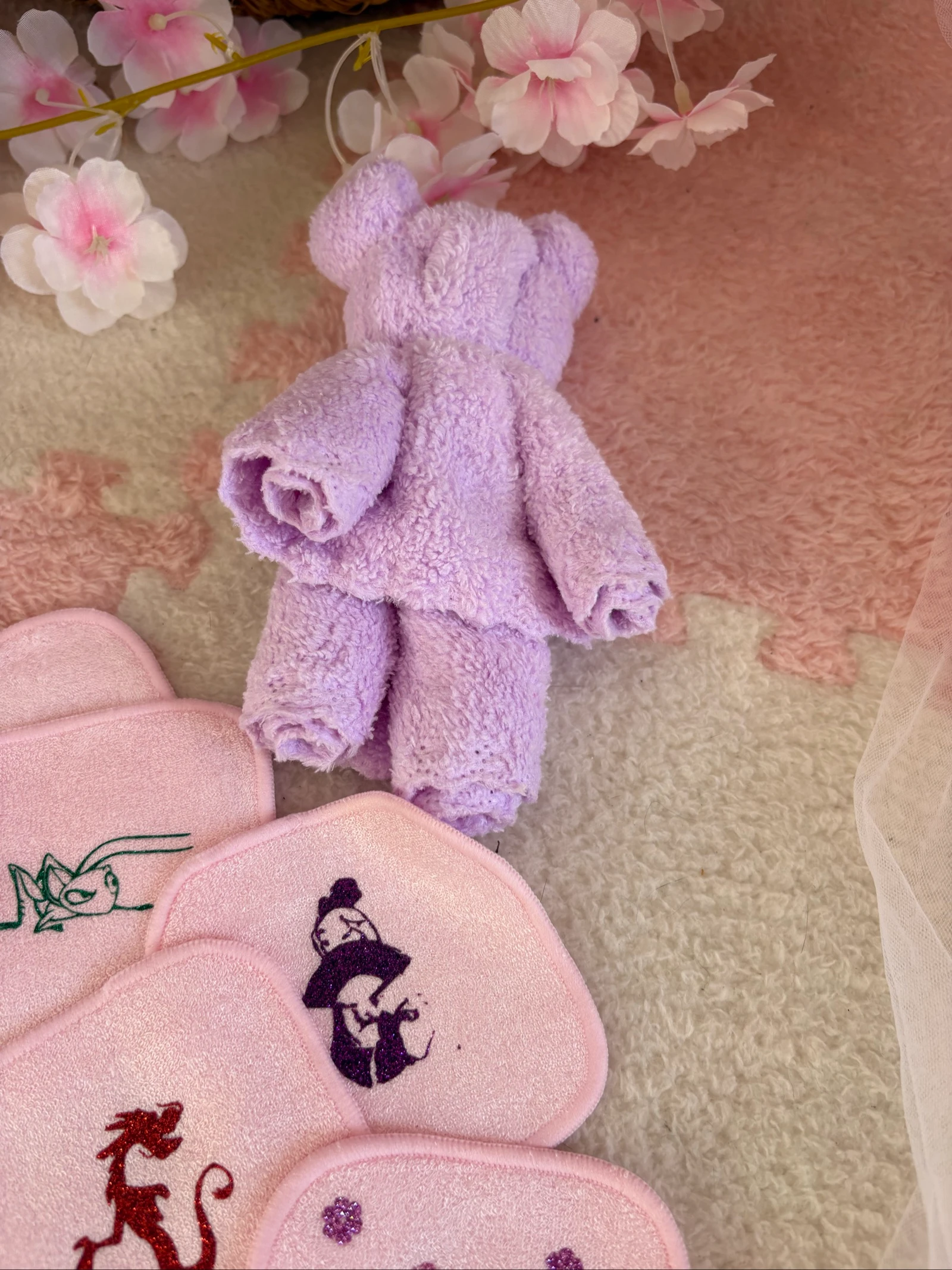 Set naissance Disney Mulan – Kit de soin + pochette + lange + 5 cotons lavables + doudou tout doux – photo 6
